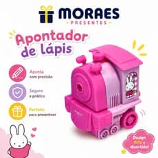 🚂 Apontador infantil trenzinho rosa, prático, resistente e perfeito para escola e presentes.