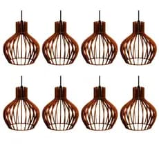 kit 8 Pendente Luminária de Teto Lustre Decorativo Retro Rústico Cor Marrom - 8 ppm/sf