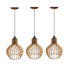 kit 3 Pendente Luminária de teto lustre para qualquer ambiente em MDF - 3ppc/sf