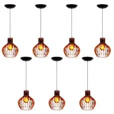 kit 5 Pendente Luminária de Teto Lustre Decorativo Retro Rústico Cor Marrom - 5ppm/sf