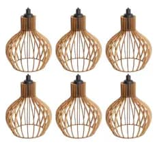 Kit 06 Lustres Pendente De Teto Area De Churrasco Rustico Cor Cru - 6ppc/sf