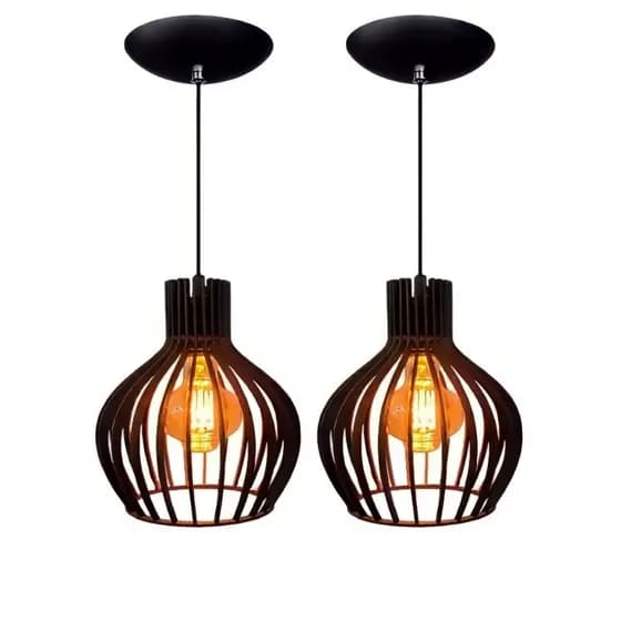kit 2 Pendente Luminária de Teto Lustre Decorativo Retro Rústico Cor Preto - 2 ppp/sf