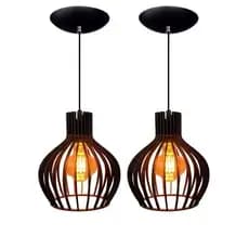 kit 2 Pendente Luminária de Teto Lustre Decorativo Retro Rústico Cor Preto - 2 ppp/sf