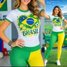 Camiseta feminina Brasil em algodão, modelo manga curta, estampada, leve e extremamente confortável para o dia a dia.