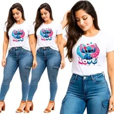 Camisa Básica Stith Bluisnha Moda Infantil Personagem
