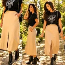 Saia Feminina Longa Estilosa Elegante Saia Moda evangelica Saia midi longa você pronta em segundos
