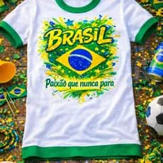 Camiseta Feminina Brasil Estilosa em Algodão Confortável com Estampa