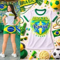 Blusa Feminina do Brasil Estampada – Camiseta Estilosa em Algodão Confortável Manga Curta