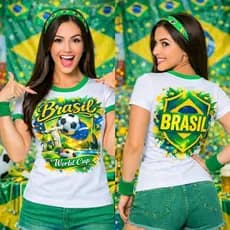 Blusa Feminina do Brasil Estampada – Camiseta Estilosa em Algodão Confortável Manga Curta
