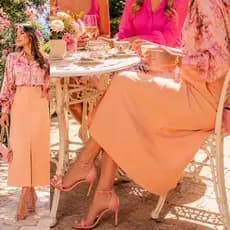 Saia Midi Feminina Moda Evangélica — O Caimento Perfeito Que Está Encantando Todo Mundo Saia longa Saia Feminina