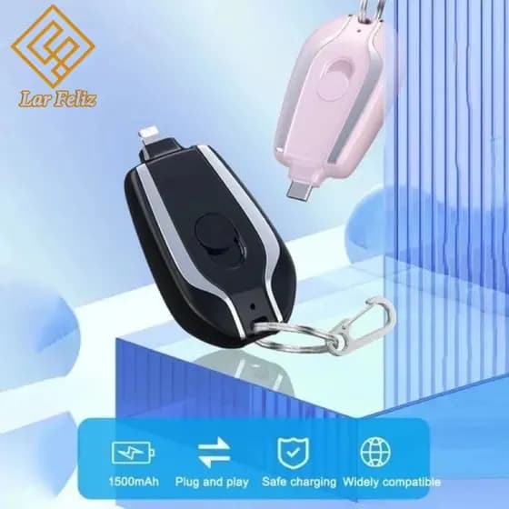 KIT 150 Carregador de Celular de emergência portátil chaveiro 1500 mah para TYPE-C android Rápido