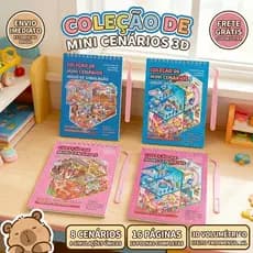 Caderno de Adesivos 3D 8 Cenários para Montar e Decorar com Pinça Livro Interativo DIY Presente Criativo