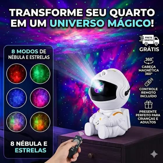 Projetor Astronauta Luminária Bluetooth Galáxia E Estrelas Led Luz Noturna Para Quarto Infantil Presente