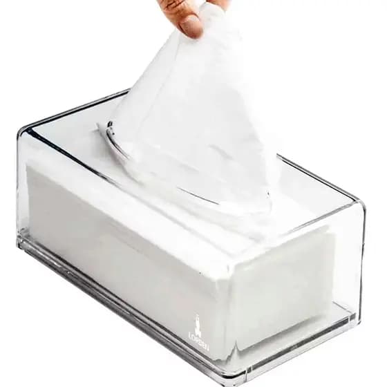 Porta Lenços Máscara Papel Interfolha Caixa Acrílico Cristal Transparente Lorben