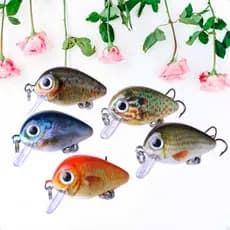 Kit com 5 Mini Iscas de Pesca Artificiais Crankbait Meia Água Material Acessório Pescaria