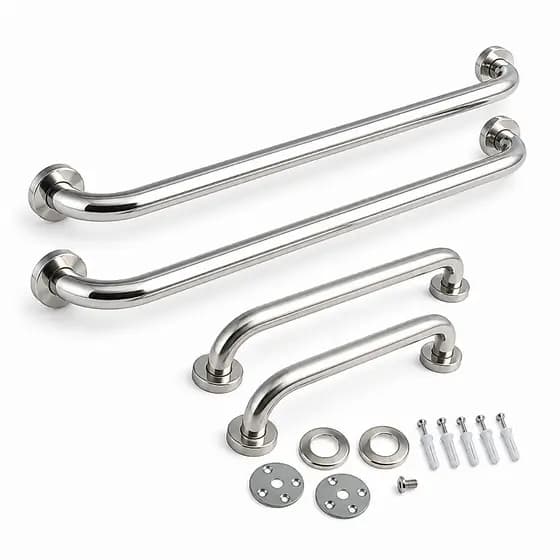 Kit 4 Barras de Apoio Lorben em Inox para Banheiro Vaso Sanitário 40 e 60cm Deficiente Idoso