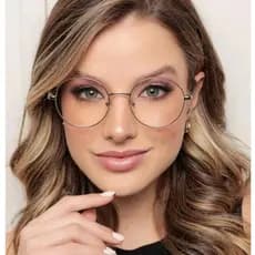 Óculos Armação Redondo Retrô Metal Preto ou Dourado Estilo Fashion e Leve de Alta Qualidade Vintage