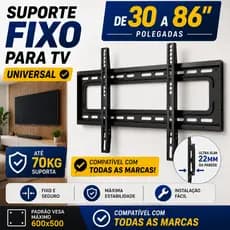Suporte Para TV Fixo Universal 30 a 86 Smart TV LED LCD Parede Slim Reforçado