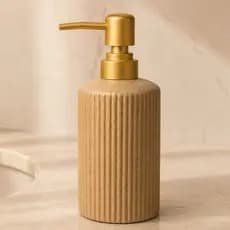 Porta Sabonete Cerâmiga Bege Porcelana Marrom Dourado Wolff Luxo Banheiro Lavabo Saboneteira