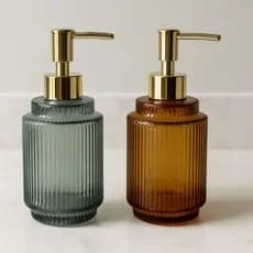 Dispenser Porta Sabonete Líquido Saboneteira Vidro Luxo Dourado Marrom Cinza Banheiro Lavabo