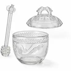 Meleira Cristal 240ml Com Colher E Tampa Imperial Pegador Abelha Mesa Posta