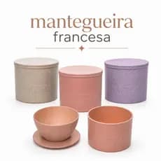 Mantegueira Francesa Porta Manteiga em Fibra de Bambu Mesa Posta