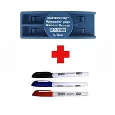KIT 3 CANETAS PARA QUADRO BRANCO + APAGADOR PARA QUADRO BRANCO