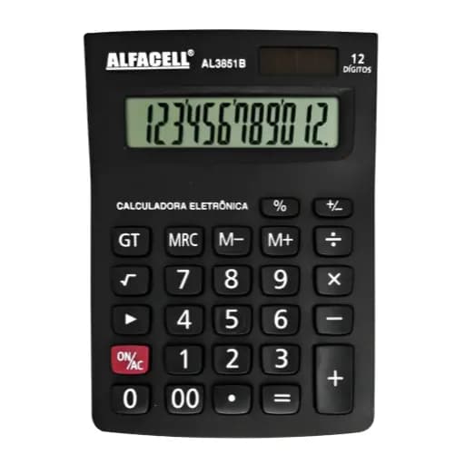 Calculadora De Mesa Alfacell Al3851b Preta 12 Dígitos Cor Preto