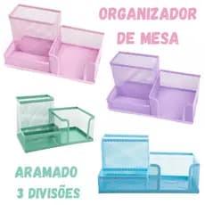Organizador De Mesa Aramado 3 Divisões Cores Pasteis - Yins Paper