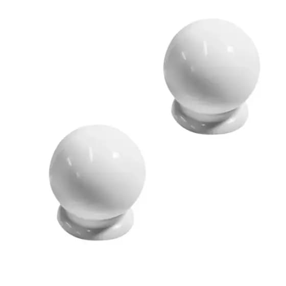 Kit 2 Puxadores Bola Grande Branco Porta Gaveta Armário Móveis Decoração
