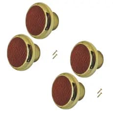 Kit 4 Puxadores Abs Botão Lider Grande Dourado Mogno Porta Gaveta Armário