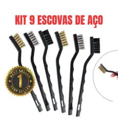 KIT 9 Escovas de Aço Multiuso Aço Latão Nylon Limpeza