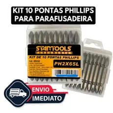 Kit Ponteira 10 Pontas Phillips para Parafusadeira 65mm