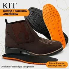 Kit botina masculina country texana fazendeiro palmilha anatômica leve confortavel