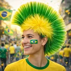 Peruca Moicano Copa Do Mundo Verde Amarela Torcida Brasil