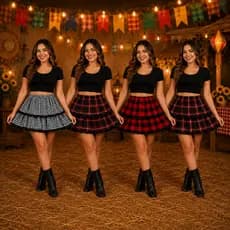 Saia Festa Junina Adulto ENVIO IMEDIADO Saia Caipira Dois Babados Fantasia de Tamanho 36 ao 44