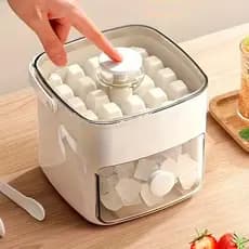 Dispense De Gelo Gourmet 48 OU 64 Cubos Com Gaveta Botão Solta Gelo E Pegador Luxo