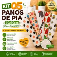 Conjunto com 05 Panos MultiUso Premium Cores Sortidas