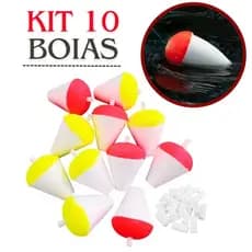 BOIA ISOPOR PESCA N°00 AO N° 12 - COR ALEATÓRIA - KIT COM 10 UNIDADES  - VÁRIOS TAMANHOS