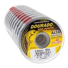 Linha de Pesca Carretel Monofilamento Dourado Top Force 100mts Verde Oliva Alta Resistência