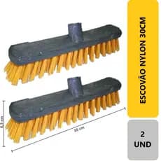 Kit Com 2 Unidades Escovão Esfregão Para Limpeza Multiuso Vassoura  Nylon Cerdas Duras Limpeza Pesada 30cm Sem Cabo