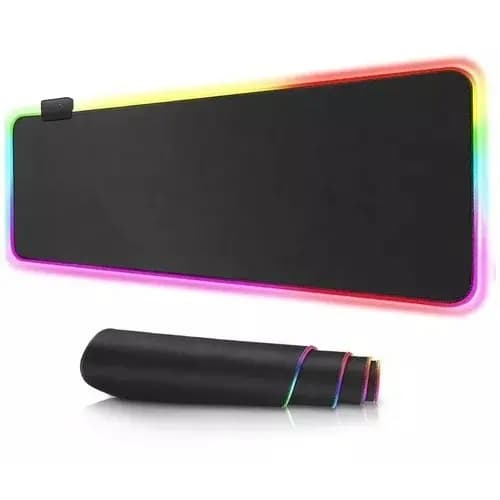 Mousepad Para Jogo Gamer Extra Grande 80 x 30 cm com LED RGB Speed Edition Preto Liso Sem Estampa