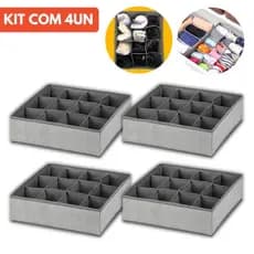 Kit 4 Organizador De Gavetas Multiuso TNT- 12 Divisórios 30x30x10cm CADA