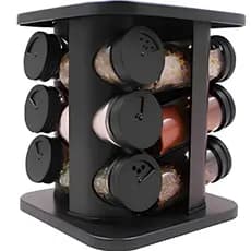 Porta Temperos Profissional Giratório 9 Potes Vidro OFERTA Tampa Dosadora Organizador Condimentos