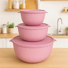 Kit Potes Plásticos Redondos 3 unidades BOWL Marmitas, Vasilhas, Tapoer 2800ml, 1 Litro e 500ML