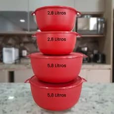 Kit 4 Potes Plásticos Grandes BPA Free Herméticos 2800ml + 5800ml Freezer Micro-ondas vasilha grande