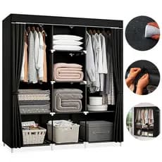 Guarda Roupas Armário Dobrável Organizador Multiuso Preto