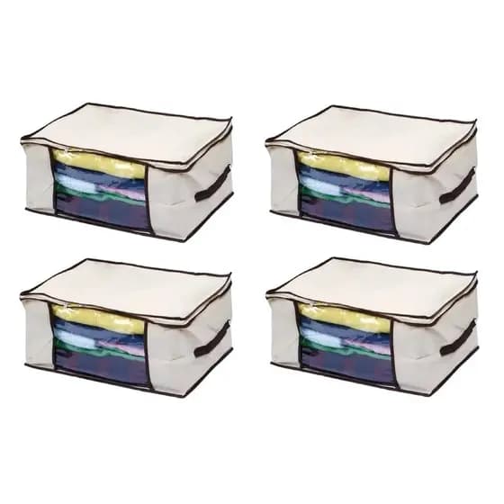 Kit 4 Cestos Caixa Organizadora Multiuso com Zíper Closet