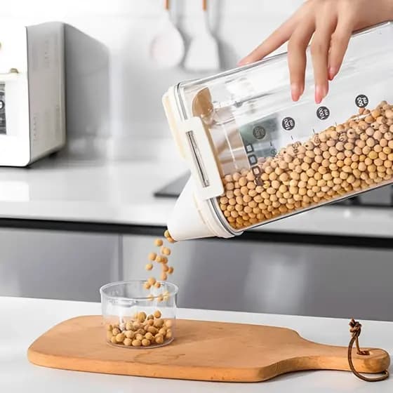 Pote Hermético 2500ml C/ Medidor Bico Dosador Acrílico Grãos Arroz Feijão Farinha Sabão