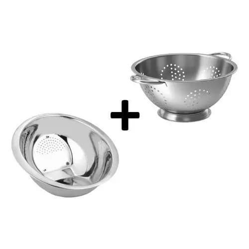 Kit Escorredor De Arroz + Escorredor De Macarrão Aço Inox